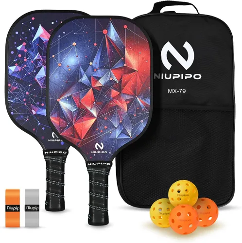 Vista 17 de niupipo Pickleball Paddles Set of 2 or 4, USAPA Approved Fiberglass Pickleball Paddle Set with Balls and Bag, Polypropylene Honeycomb Core