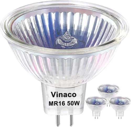 Vista 8 de Vinaco Bombilla halógena MR16, paquete de 6, 20 W, 12 V, 3000 horas, blanco cálido, regulable, base GU5.3, luces de paisaje y pista