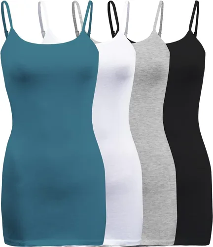 Vista 26 de ShezPretty - Camiseta sin mangas básica para mujer con tirantes tipo espagueti ajustables, 4
