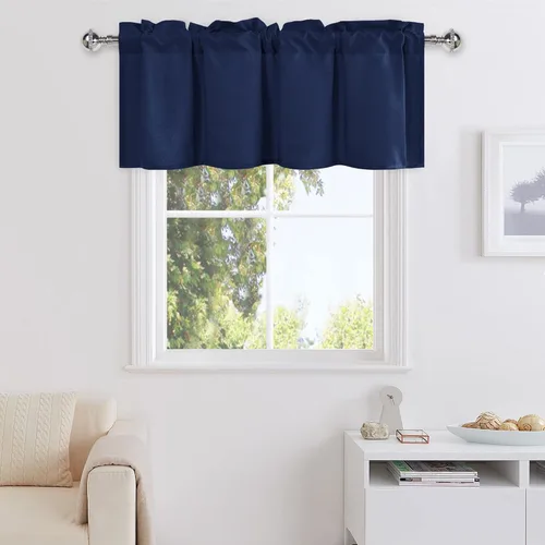 Vista 41 de DWCN Cortinas de Cenefa para Sala de Estar, Cocina, Baño/Sótano - Aqua Sólido, 1 Panel, 42 x 12 Pulgadas, Oscurecimiento de Habitación