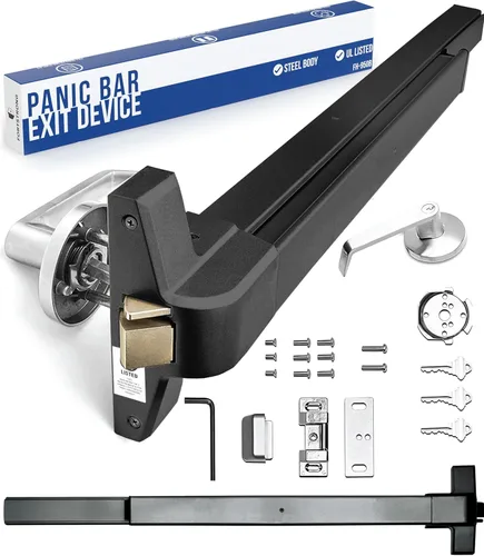 FORTSTRONG Dispositivo de Salida de Pánico con Barra de Empuje Comercial de 31" (Negro) - Barras de Pánico para Puertas de Salida con Manija de