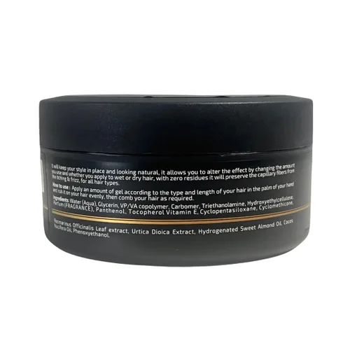 Vista 7 de OMWAH Gel profesional para peinar el cabello para una sujeción extrema, impregnado con vitaminas E y B5, aspecto natural de larga duración, añade