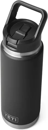 Vista 5 de YETI Rambler - Botella de acero inoxidable aislada al vacío con tapa y popote, 26 onzas, color negro