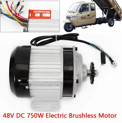 Vista 3 de Motor eléctrico sin escobillas universal de 48 V CC 750 W sin escobillas con controlador Motor de reducción de engranajes de 14 dientes, velocidad