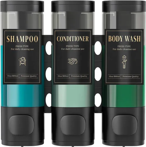 Vista 14 de Luxspire Shampoo and Conditioner Dispenser, No Drill Wall Mounted Shower Soap Dispenser 1 Chamber with Waterproof Labels, Easy Refill Soap Dispenser