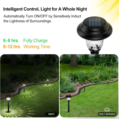 Vista 5 de Luces de jardín solares para exteriores, encendido y apagado automático, impermeables , iluminación solar de paisaje para senderos, caminos, patio