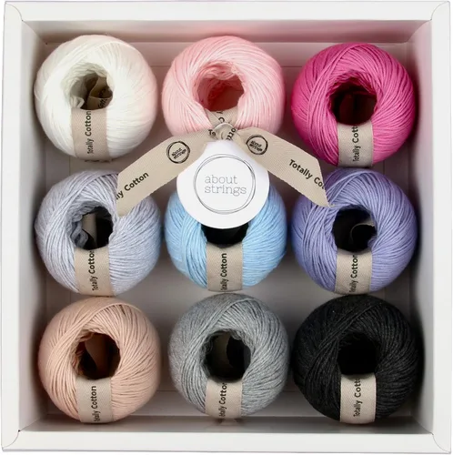 Vista 8 de About Strings GOTS 100% hilo de algodón orgánico, juego de caja Expresso de 9 colores neutros, peso DK real, lavable a máquina, seguro para bebés