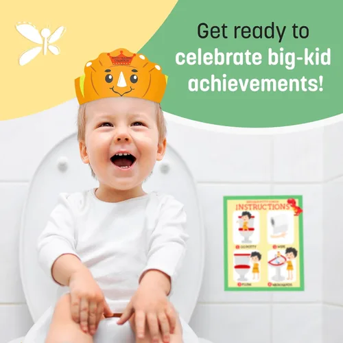 Vista 6 de Tabla de entrenamiento para ir al baño para niños pequeños, tabla de recompensas de diseño de dinosaurio, 194 calcomanías geniales, 2 coronas