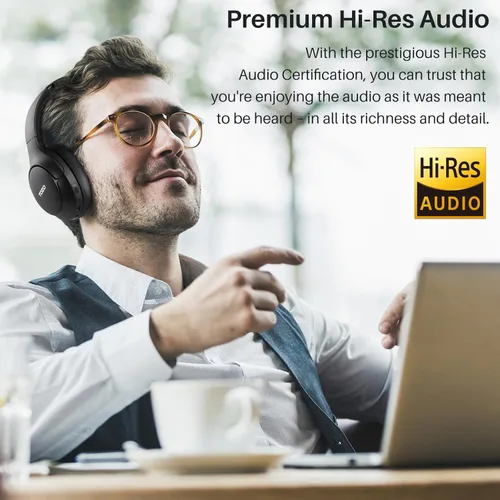 Vista 2 de TOZO HT2 - Auriculares híbridos con cancelación activa de ruido, auriculares inalámbricos Bluetooth sobre la oreja, auriculares inalámbricos