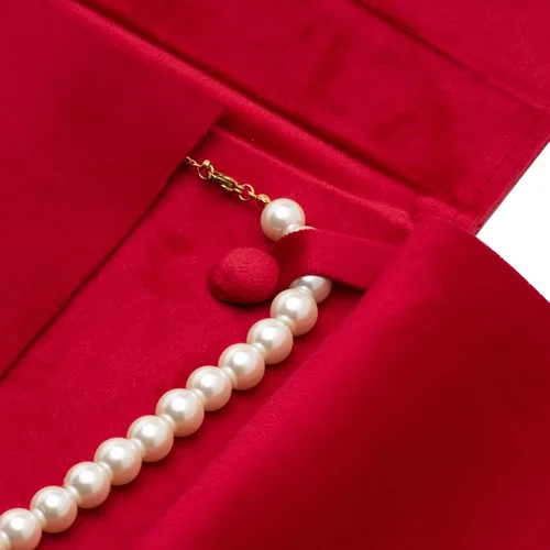 Vista 4 de COWFEX Terciopelo collar joyería carpeta de viaje almacenamiento vitrina (rojo)