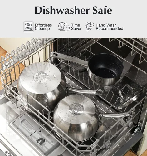 Vista 6 de KOCH SYSTEME CS Juego de cacerolas de acero inoxidable, cacerola de acero inoxidable de 1 cuarto, 2 cuartos y 3 cuartos con revestimiento