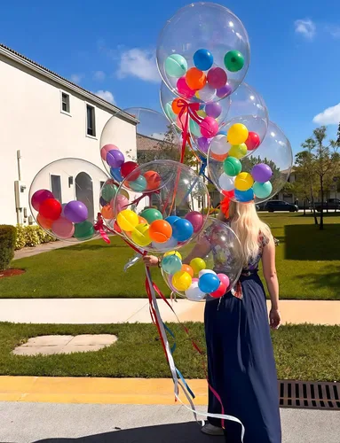 Vista 4 de Globos Bobo de 20 pulgadas – Globos de burbujas transparentes para rellenar con helio, 10 globos transparentes para decoración de fiesta DIY
