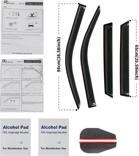 Vista 7 de 4 piezas protectores de lluvia compatibles con Ford Bronco Sport 2021-2024, visera de ventana lateral adhesiva, deflector de ventana de montaje