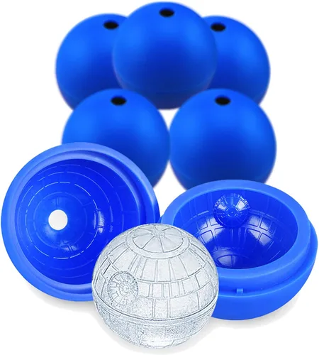 Vista 8 de Molde para cubitos de hielo, paquete de 2 moldes de silicona para estación espacial 3D, moldes de esferas grandes para whisky, bourbon y cola (2)