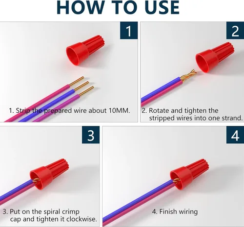 Vista 4 de BURMONG Paquete de 25 tuercas de alambre, conectores de cable eléctrico para 10-22 AWG, tapas de alambre giratorias con resorte, kit surtido