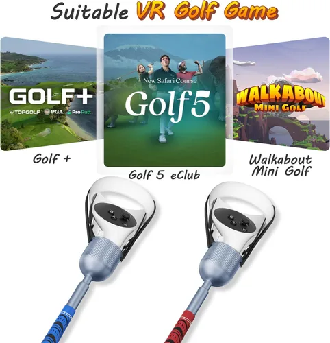 Vista 6 de VR Golf Club Attachment for Oculus Quest 2 Meta Quest 2, Aluminum Golf Club Handle Accessory with Realistic Rubber Grip& 2 Straps, 1 1 Molded