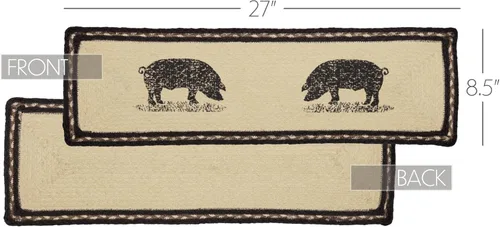 Vista 2 de VHC Brands Sawyer Mill - Alfombra rectangular para escalera, color blanco blanqueado, 8.5 x 27 pulgadas