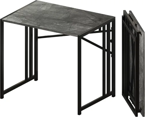 Vista 34 de Escritorio plegable de 47 pulgadas, no requiere montaje, mesa de oficina en casa, escritorio de campamento para computadora de juegos, color beige
