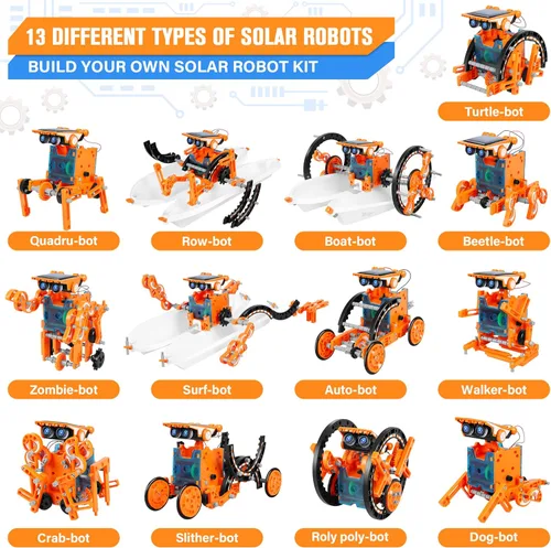 Vista 2 de Juguetes de Robot Solar Educativo STEM 13 en 1 para edades de 8 a 12 años, kit DIY de robots de experimentos científicos de construcción, regalos