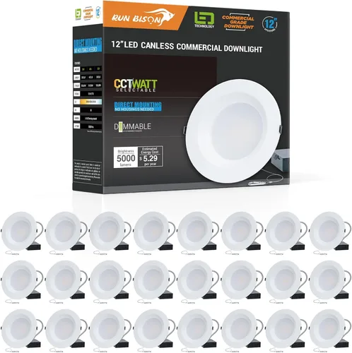 Vista 16 de Downlight LED empotrable de 4 pulgadas con caja de conexión, potencia ajustable 9/12/15W, 3 colores seleccionables 3000K-5000K, 120-277V, 0-10V