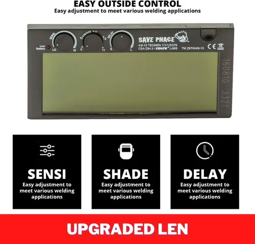 Vista 5 de Save Phace Casco de soldadura con oscurecimiento automático Antman EFP Serie F Máscara de soldadura de oreja a oreja con ADF ajustable de 4.3 x 2