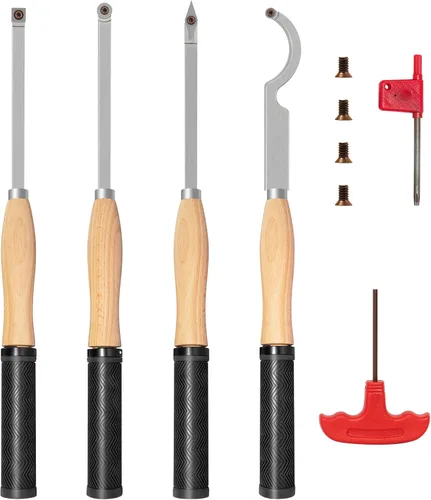 Vista 7 de Herramientas de torneado de madera de punta de carburo 3CPS,HERRAMIENTAS DE TORNEADO DE MADERA DE MINI-TAMAÑO PARA JUEGO DE TORNO (mango de haya)