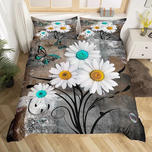 Vista 8 de Erosebridal Funda de edredón de rosa rústica para niños, adolescentes y jóvenes, funda de edredón retro teñida con lazo, juego de ropa de cama