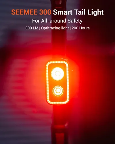 Vista 2 de MagicShine SEEMEE - Luz trasera para bicicleta 300/400, luz trasera de bicicleta de 300/400 lúmenes, sensor de freno inteligente visible de 360°