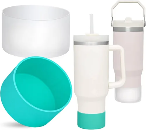 Vista 22 de QIANHAI Botas de silicona para Stanley Quencher Adventure, vaso de 40 onzas con asa y Stanley IceFlow de 30 onzas y 20 onzas, funda inferior