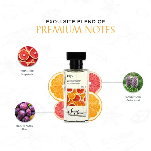 Vista 3 de BIJOU Perfume para hombre de 1.7 onzas líquidas I Eau De Parfum con pomelo, ciruela y almizcle Perfume de larga duración para hombres I Regalo