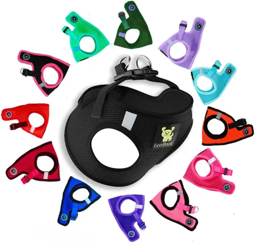 Vista 13 de EcoBark - Arnés ecológico reflectante de malla para cachorros y perros de razas pequeñas, pechera suave, ajustable, acolchada y fácil de poner