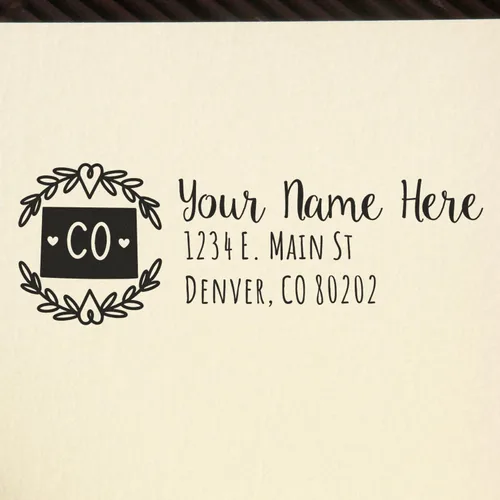 Vista 11 de Alabama Address Stamp, Alabama State Wreath Stamp, Custom Hand Imprint for Home, Office, Crafting, Mail, Weddings, Housewarming, and Residents