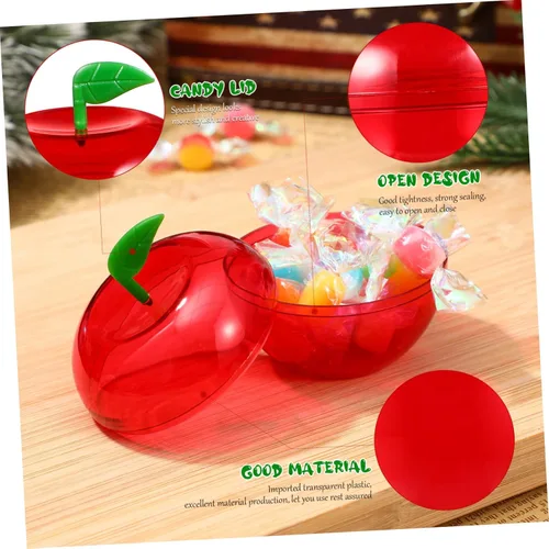 Vista 7 de Hemoton Contenedores de plástico para manzanas: 12 cajas de dulces de manzana, tarros de plástico para dulces, profesores, a granel, regreso a