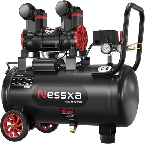 Vista 9 de Compresor de aire ultra silencioso de 8 galones, 1.5HP 4.52 CFM, tanque de compresor de aire sin aceite máximo de 115 PSI para reparación