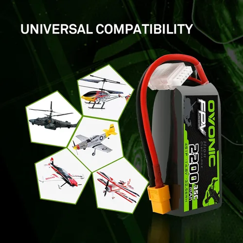 Vista 7 de OVONIC 4s Lipo Batería 35C 2200mAh 14.8V Lipo Batería con XT60 Conector para Avión RC Quadcopter Helicóptero FPV Drone