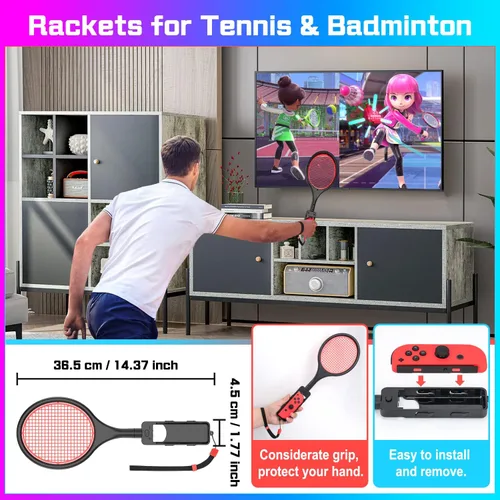 Vista 5 de Switch Sports Accessories Bundle,Tendak 10 in 1 Switch Accessories Kit for Nintendo Switch Sports Games 2022Mario Golf with Leg and Wrist