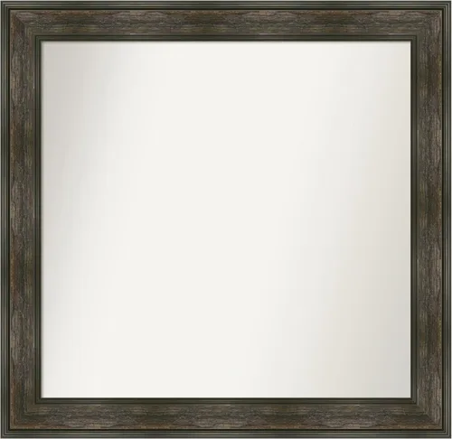 Vista 149 de Amanti Art Espejo de baño marrón para sobre fregadero, 26 x 26 pulgadas, espejo de tocador cuadrado marrón rústico Alexandria, marco de madera