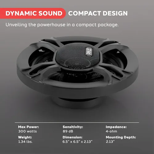 Vista 7 de Pyle Altavoces Estéreo Universales de 3 Vías para Automóvil - 300W 6.5" Triaxiales Loud Pro Audio Altavoz para Automóvil Universal OEM Componente