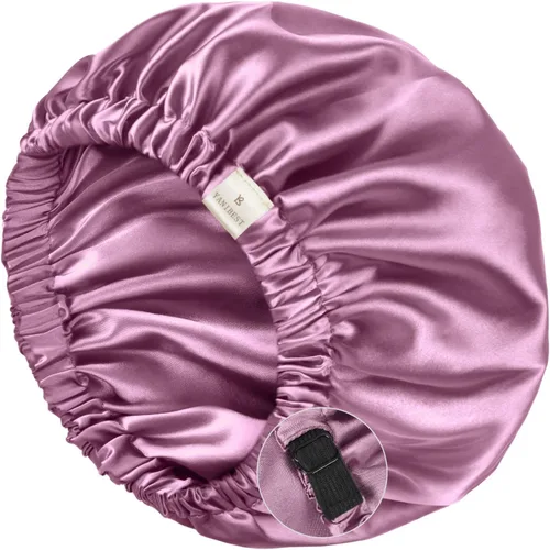 Vista 10 de YANIBEST Gorro de Seda de Satén para Dormir para Mujeres y Hombres, Gorro de Cabello Ajustable de Doble Capa para Rizos y Trenzas para Reducir