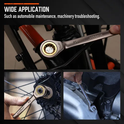 Vista 9 de HORUSDY 24-Piece Ratcheting Wrench Set Metric and SAE Ratchet Combination Wrenches Set with Organizer 72-Teeth Chrome Vanadium Steel 8-19