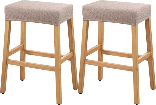 Vista 22 de YISUN Fundas de taburete rectangulares, paquete de 2 fundas elásticas impermeables para asiento de silla de montar, taburetes de bar, sillas de bar