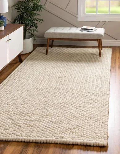 Vista 12 de Unique Loom Felt Ball Collection - Alfombra de área en gris, colección Cloud (2' 2" x 6' 1")