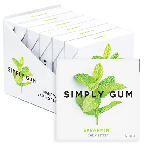 Vista 11 de Simply Gum Paquete variado - menta, menta menta, menta menta menta Paquete de seis (90 piezas en total) Sin sintético + sin aspartamo + sin OMG