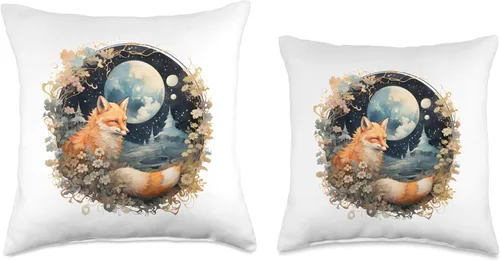 Vista 3 de Cushy Haven Cozy Woodland Nursery Accent Moonlight Fox - Almohada de 16 x 16 pulgadas, multicolor