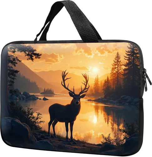 Vista 8 de Funda para laptop con asa de 10 pulgadas, impermeable, diseño de onda, compatible con MacBook Air, Pro, HP, Dell, Lenovo, ASUS