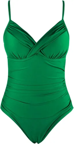 Vista 5 de Hilor Traje de baño de una pieza para mujer, diseño con cuello en V, parte delantera drapeada y control de abdomen