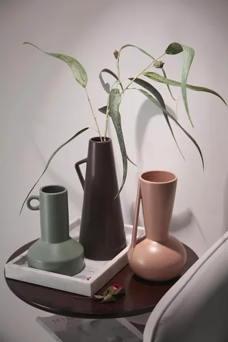 Vista 7 de TERESA'S COLLECTIONS Morandi - Jarrones de cerámica modernos y minimalistas para decoración del hogar, jarrón decorativo bohemio de granja