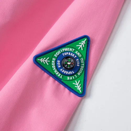 Vista 5 de IjnUhb Chaqueta impermeable con capucha para niños y niñas, chubasqueros para exteriores, rompevientos y dinosaurios, chaqueta de lluvia