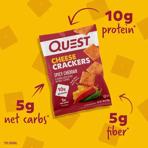 Vista 3 de Quest Nutrition - Galletas de queso cheddar picante, 0.35 oz de chips de proteína estilo tortilla y proteínas, bajo en carbohidratos, queso nacho