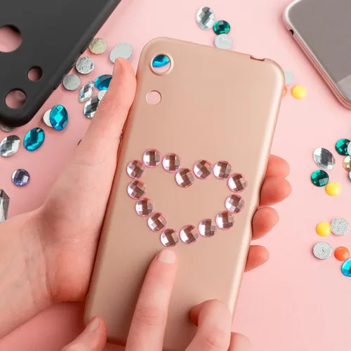 Vista 7 de MECCANIXITY 40 piezas de cuentas de acrílico con forma de corazón, 12 mm, con parte trasera plana, gemas de plástico para joyería, pegatinas